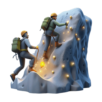 Climbers Ascending Icy Peak Teamwork, Adventure, Challenge png