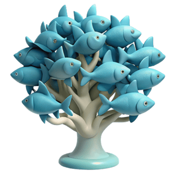 School of Fish Tree Aquatic Life, Nature, Art png