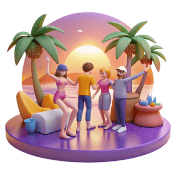 Sunset Beach Vacation Friends, Fun, and Relaxation png