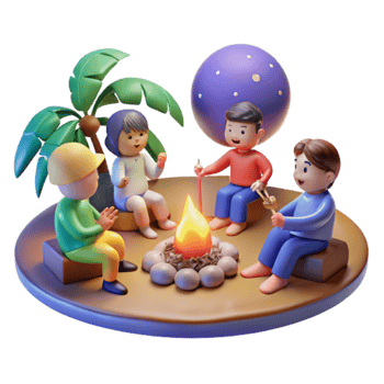 Kids Campfire Night Fun 3D Animation png