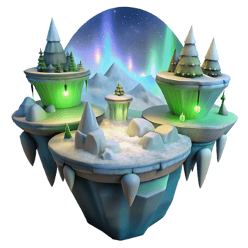 Winter Wonderland Floating Islands Aurora Borealis png