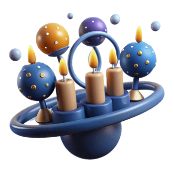 Cosmic Candlescape 3D Render of Celestial Candles png