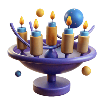 Five-Candle Candelabra with Floating Spheres png
