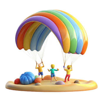Kids' Rainbow Parachute Play Fun, Games, and Teamwork png