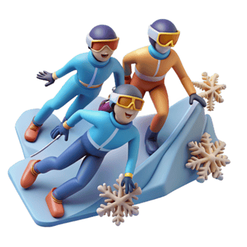 Winter Sports Fun Skiing, Snowboarding, Snowflakes png
