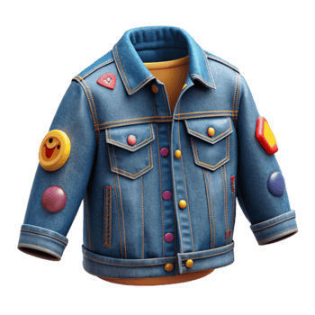 Colorful Patches Denim Jacket Fun, Casual Style png