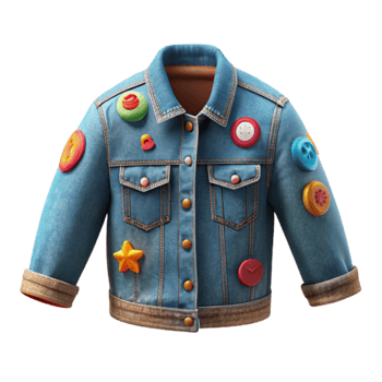 Colorful Button Denim Jacket png
