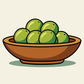 A bowl full of green olives vector