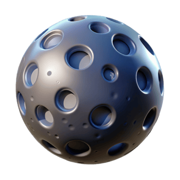 Abstract Perforated Sphere 3D Render of a Metallic Globe png