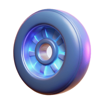 Glowing Wheel 3D Render of a Futuristic Tire png