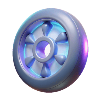 Abstract 3D Wheel Design Neon Glowing Circular Object png