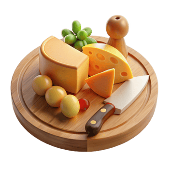 Cheese Board with Fruit and Knife png