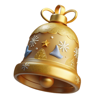 Golden Bell with Festive Winter Decorations png