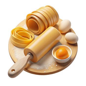 Pasta Making Rolling Pin, Dough, and Eggs png