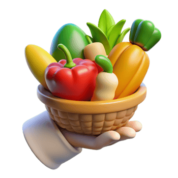 Fresh Produce Basket Healthy Eating with Colorful Vegetables png