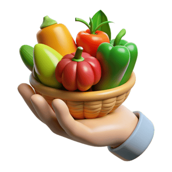 Fresh Harvest A Colorful Basket of Vegetables png