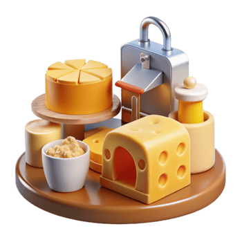 Cheese Board, Assorted Cheeses, Dairy Products, Wooden Tray, Gourmet Food, Appetizer, Snacks, Culinary Delight, 3D Render, Food Illustration png
