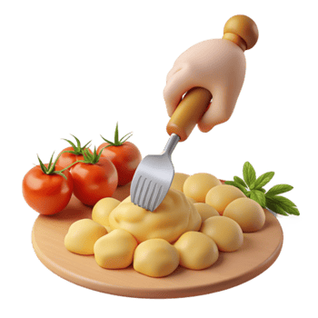 Fork Mashed Yellow Food with Tomatoes png