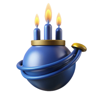 Blue Sphere Candlestick with Three Candles png