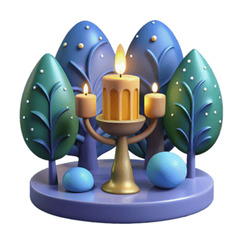 Candles, Trees, and Stones A Serene 3D Render png