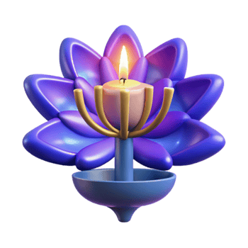 3D Render Illuminated Lotus Candle Holder png