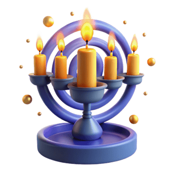Five-Candle Candelabra with Spiral Design png