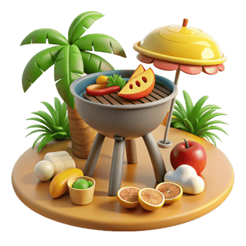 Tropical Grill Summer BBQ Fun png