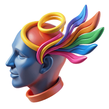 Colorful Head with Wings Imagination, Creativity, and Inspiration png