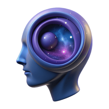 Cosmic Mind Abstract 3D Head with Nebula png