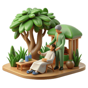 Relaxing Outdoor Scene 3D Render of Elderly Care png