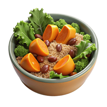 Healthy Quinoa Bowl with Orange Slices and Broccoli png
