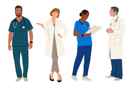 Set of different medic workers, doctors, nurses vector