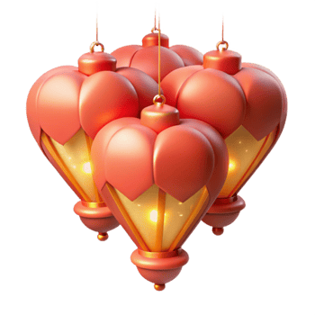 Illuminated Festive Lanterns 3D Render of Hanging Lights png