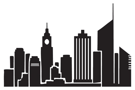 Silhouette Detailed City Skyline Design for Backgrounds vector