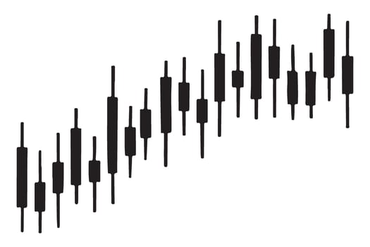 Candlestick Stock Chart Silhouette Illustration for Financial Trends vector