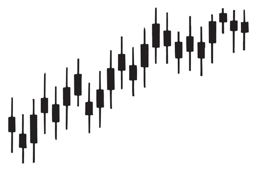 Stock Market Candlestick Chart Silhouette for Investment Analysis vector