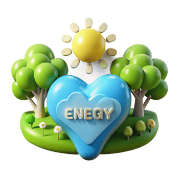 Heart of Green Energy Sun, Trees, and a Sustainable Future png