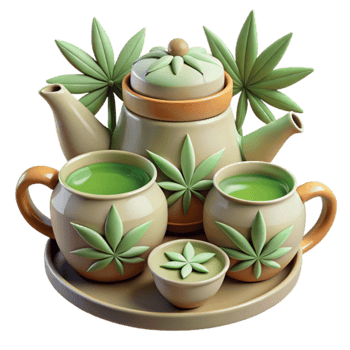 Herbal Tea Set Relaxing Beverage, Potted Plants, Green Drink png