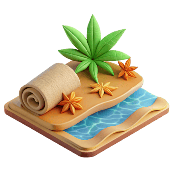 Relaxing Beach Towel Scene 3D Render png
