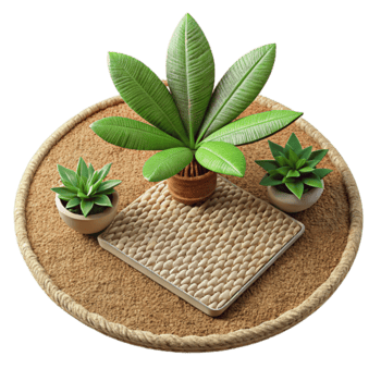 Tropical Plants on Textured Tray png