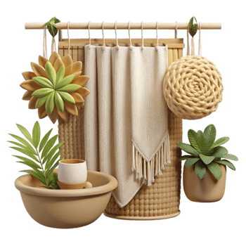 Bohemian Decor Woven Textures, Plants Neutral Tones png