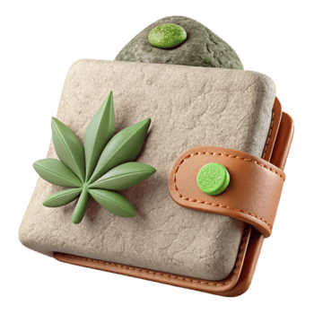 Stone Wallet with Cannabis Leaf A 3D Render png
