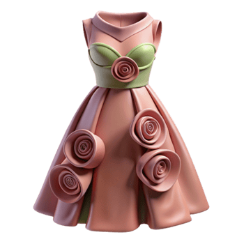 Floral Dress Design 3D Render of Elegant Rose Gown png
