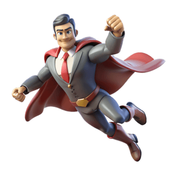Superhero in a Suit 3D Render of a Flying Businessman png