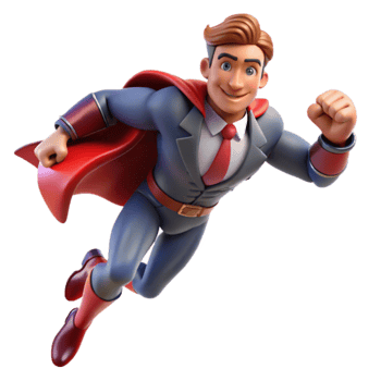 Superhero in Suit 3D Cartoon Illustration png