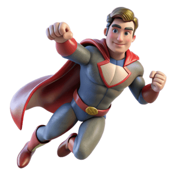 Superhero in Flight 3D Render of a Classic Comic Book Hero png