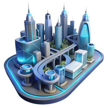 Futuristic Cityscape Smart Urban Design Elevated Transportation png