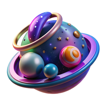 Cosmic Sphere 3D Render of Abstract Planet png