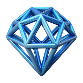Blue Geometric Diamond Structure 3D Model png