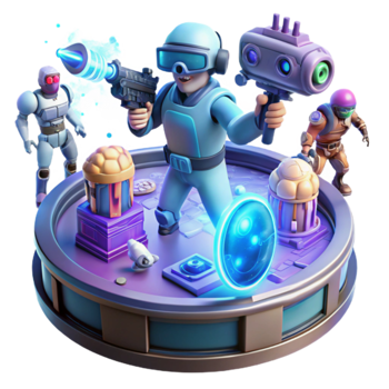 Futuristic Robot Adventure Sci-Fi Game Scene png